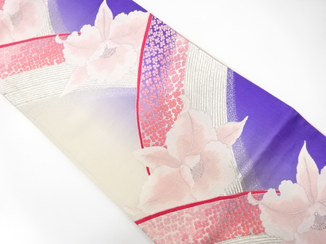 JAPANESE KIMONO / ANTIQUE FUKURO OBI / SILK / WOVEN ORCHID